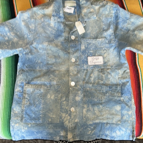 NWT Crtfd Organics Acid Washed Button Up Patch Shirt Sleeved Shirt - Picture 5 of 7